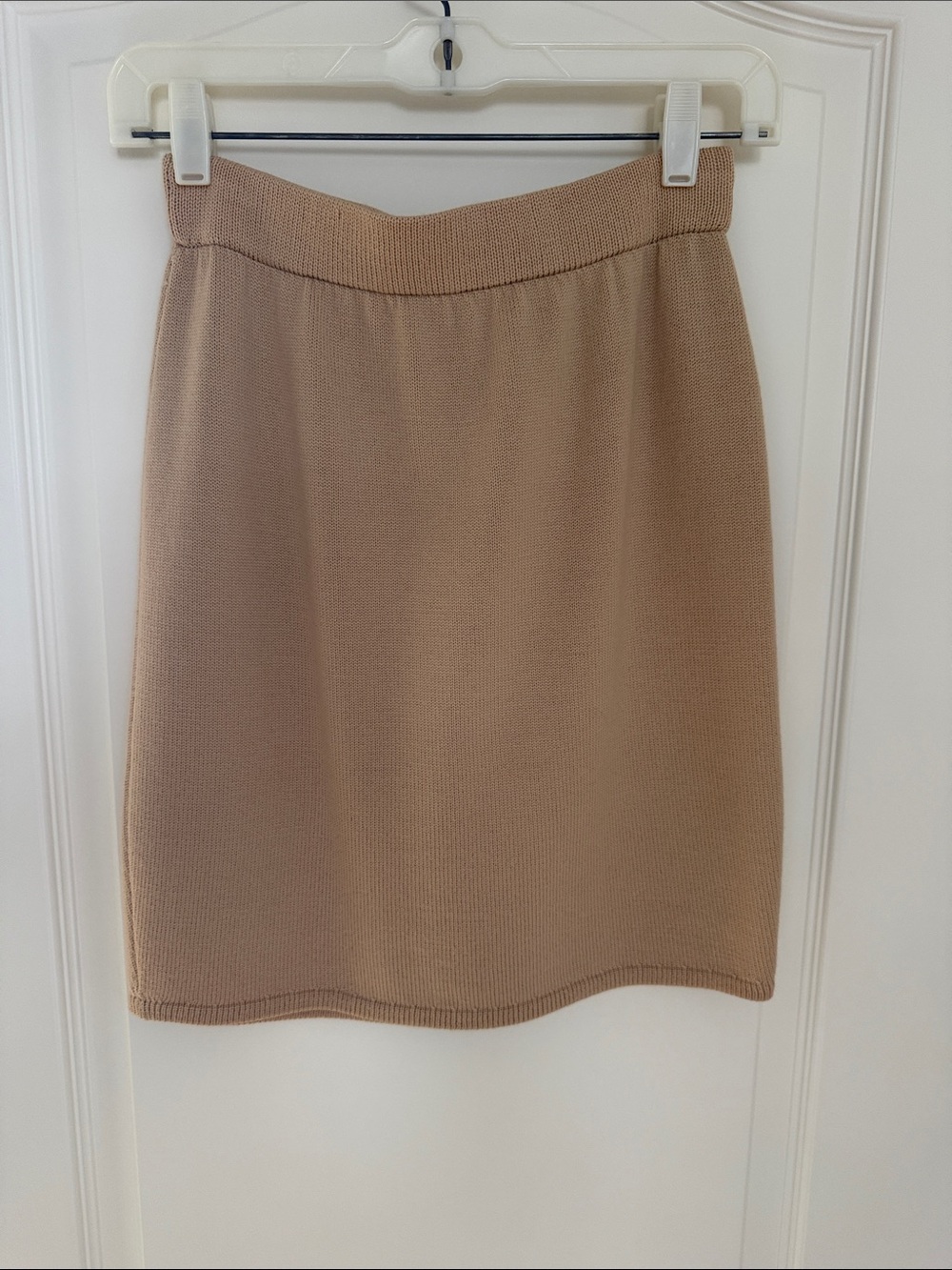 St. John Knits Neutral Beige Knit Pencil Skirt